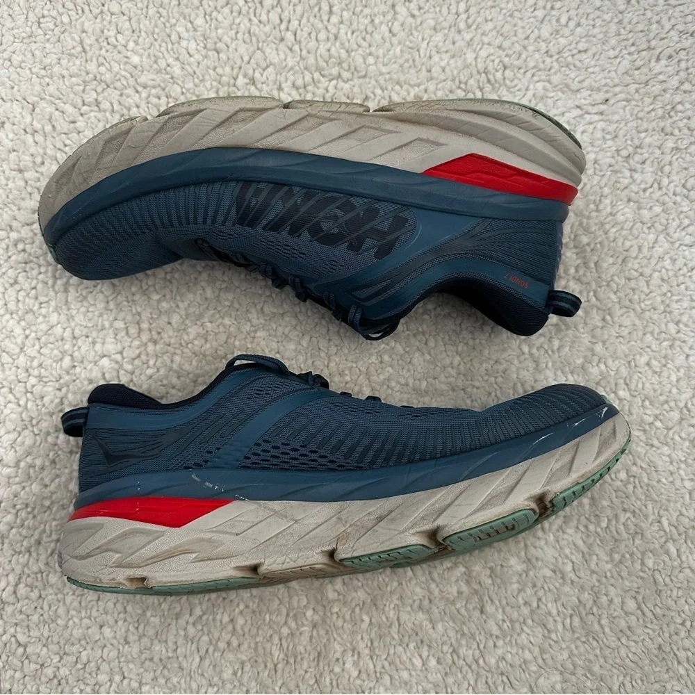Hoka One One Bondi 7 Blue Gray Running Shoes Men’s Size 10.5 - Picture 2 of 10